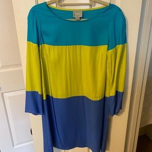 Maeve 3/4 sleeve tri-colored mini dress. Size 10
